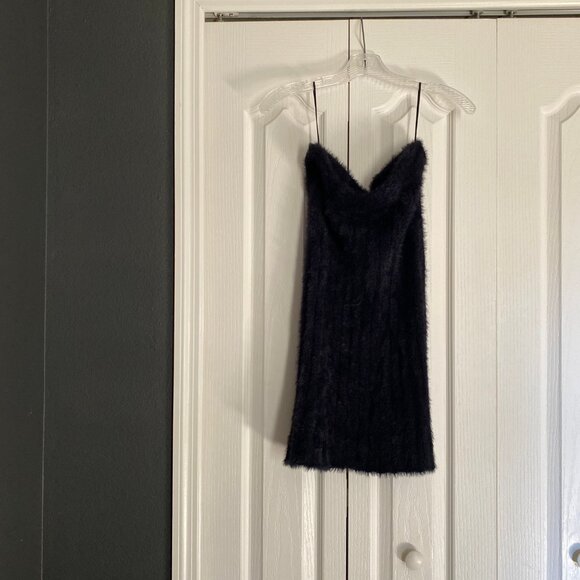 Furry Black Tube Skirt / Tube Dress — Black Stone Capsule (S) - Picture 3 of 5